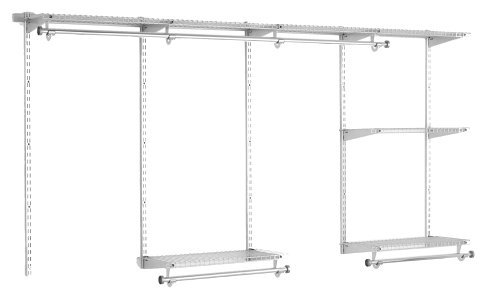 Rubbermaid Configurations Classic Closet Kit, Titanium, 4-8 Ft., Wire Shelving Kit with Expandable Shelving and Telescoping Rods, Custom Closet Organization System, Easy Installation