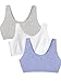 Fruit of the Loom Women'sBuilt-Up Sportsbra, Grey Heather/White/Blue Heather, Size 38(Pack of 3)