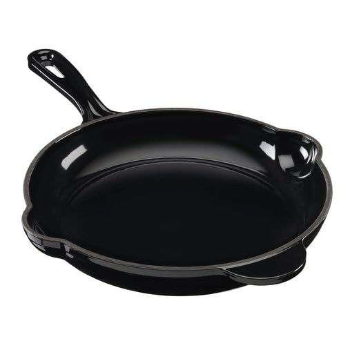 Cooks Professional 26cm Cast Iron Frying Pan | Round Heavy-Duty Skillet Cooking Pan with Enamel Interior | Oven Safe to 260°C, Induction & All Hob Compatible | PFAS, PFOA & PTFE-Free | Black