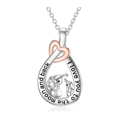 WINNICACA Lucky Elephant Pendant Jewelry Sterling Silver Cute Animal I Love You to The Moon and Back Necklace Jewellery Gifts for Women Girls Birthday Cover