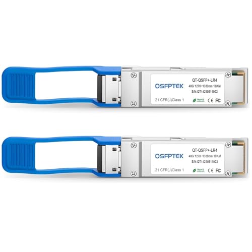 QSFPTEK 2 Pack 40G QSFP+ Module LC Single-Mode Transceiver 40GBASE-LR4 for Cisco QSFP-40G-LR4 (1310nm, 10km, with DDM)