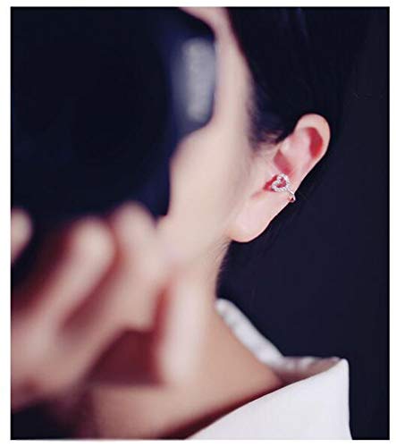Cz Love Heart Cuff Open Hoop Cartilage Climber Earrings For Women Teen Girls S925 Sterling Silver Tiny Minimalist Dainty Crystal Cute Bead Wrap Clip On For Non Piercing Upper Ear Lobe Hypoallergenic #TOP4