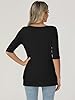 Famrrifuu Women Half Sleeves Crew Neck Lightweight Basic T-Shirt, Black, XXL #4