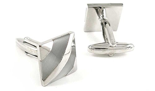 1 par de mancuernas cuadradas plateadas para hombre miniatura 2