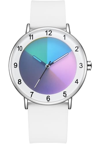 RUYEOOK Unisex Watches Fashion Creative Original Design Watch for Men and Women Unique Wristwatch Easy to Read time (R8653 White)