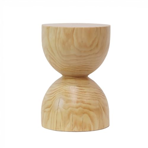 Natural Wooden Pillar Side Table – Round Tree Wood Drum-Shaped Coffee Table, Side Table for Balcony, Courtyard, Garden, Living Room Decoration – Modern Stool Design, Stable Base(Color:Log Color)