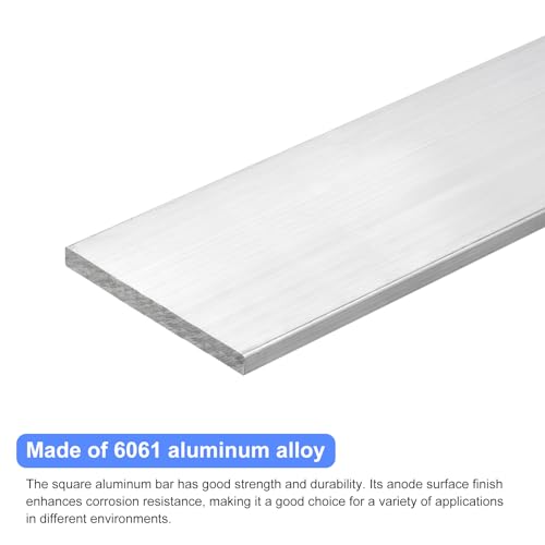 Image of uxcell Square Aluminum Flat Bar, 1 /4 inch Thick 2.8 inch Width 10 inch Length Square Aluminum Bar 6061 Aluminum Flat Plate, 6 x 70 x 254mm T6511 Solid New Mill Stock for Industrial Building