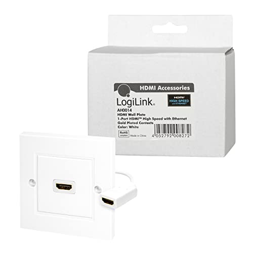 LogiLink AH0014 - Adaptador de pared HDMI Wall Plate hembra 1 puerto, blanco