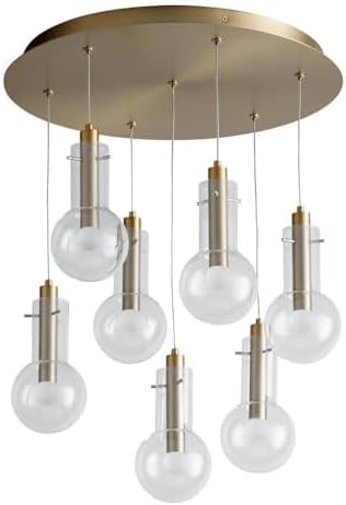 Cyan Lighting 11396 Primo - 14.7W 7 LED Pendant-8.25 Inches Tall and 18 Inches Wide, Aged Brass Finish