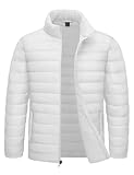 TACVASEN Mens White Puffer Jacket Lightweight Winter Puffy Jackets Quilted Lined Windproof Water Resistant Insulated Casual Down Coats XL