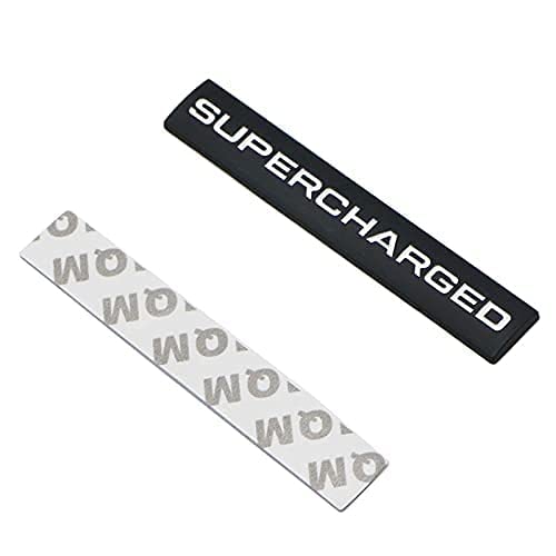 Image of 2Pcs 3D Raised Supercharged Logo Car Emblem Premium Auto Badge Rear Trunk Sticker Side Decal (Black White)