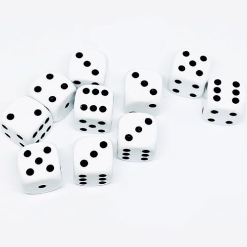 10X Würfelset Weiß 16mm – Spielwürfel aus Acryl, 6-seitig für Tischspiele & Zubehör