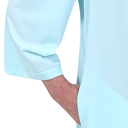 Miss Elaine Robe, Women's Nylon Tricot Short Button Robe, Side Pockets And 3/4 Sleeves (Large, Seafoam) #TOP3
