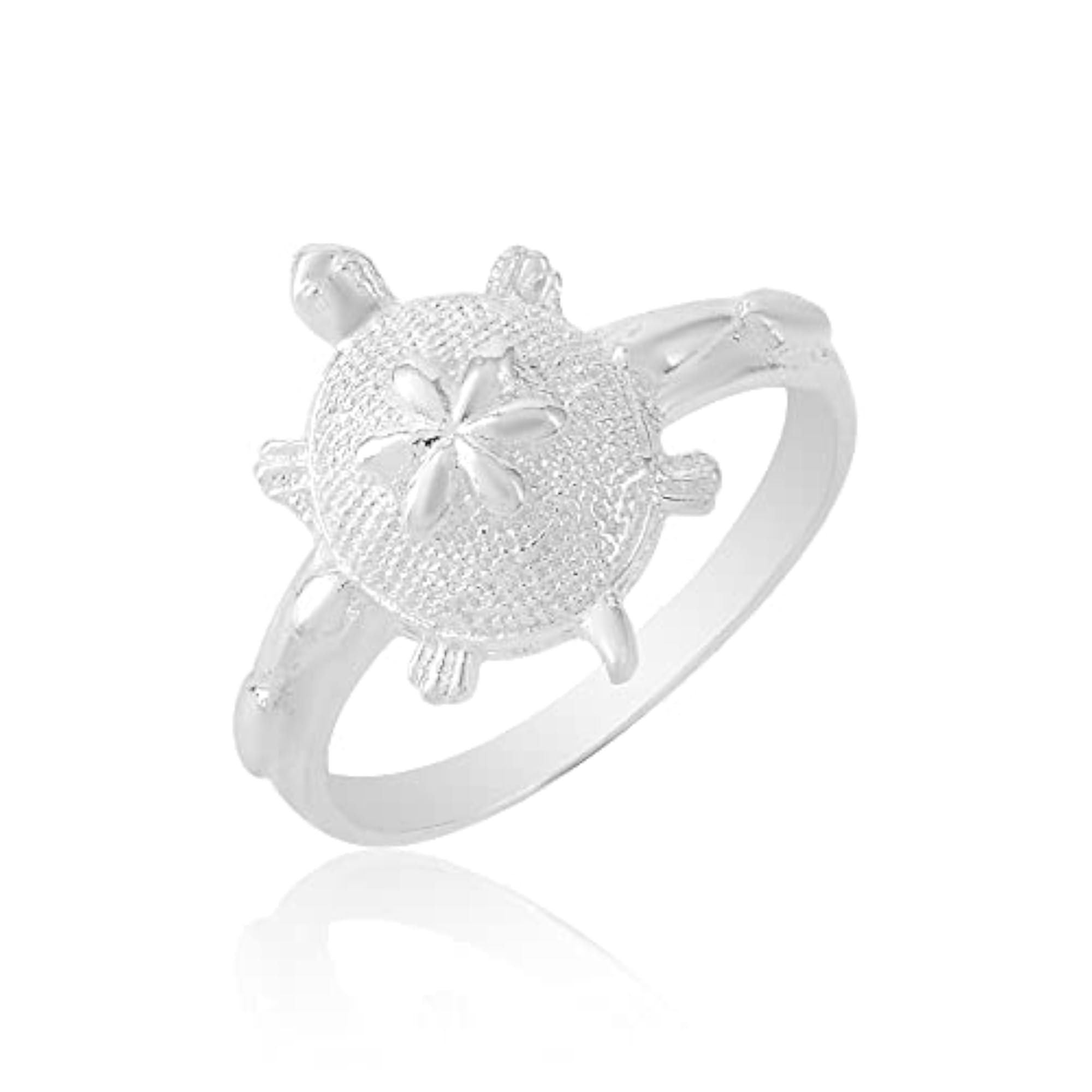 Silver Plated Tortoise Feng Shui Good Luck Ring, Free Size