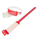 Wristall Hospital Identification Bands, Medical Adult-Sized Shield Wristband, Waterproof Patient Wristbands, Plastic Disposable Hospital ID Wristband (Red, 250)