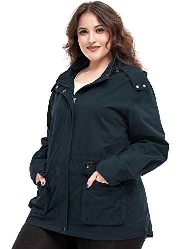 Soularge Women's Plus Size Military Cotton Jacket with Detachable Hood4