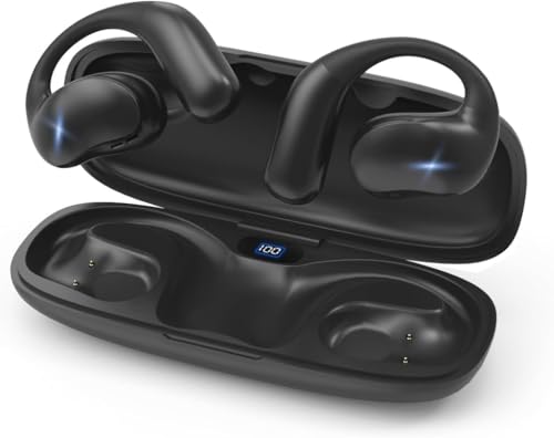 ワイヤレスイヤホン 【2024業界初売り・真のOWSイヤホン】 Bluetooth5.4 開放型 最大60時間連続再生 オープンイヤー型 塞がない 空気伝導 革新 耳掛け式 両耳通話ノイズリダクション 音漏れ対策 タッチ操作 誤操作防 bluetooth WEB会議/テレワーク/通勤通学/ランニング iPhone/Android適用（ブラック 1個)