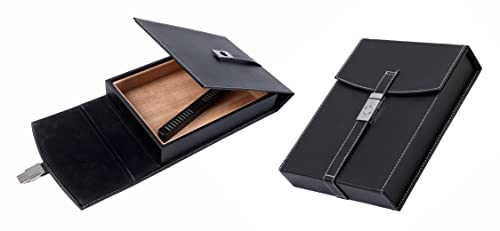 Prestige Import Group - The Florence Leather Travel Cigar Humidor Case - Up to 10 Cigars - Color: Black