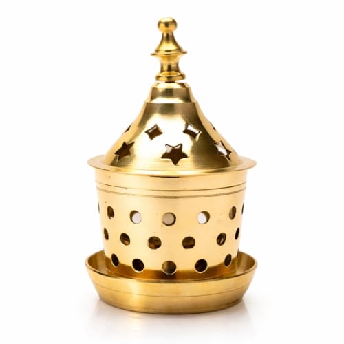 Aditri Creation Brass Star Shape akhand Oil Diya/Lamp Hindu Puja Religious Brass Oil Lamp Pooja Essential for Indian Traditional Pooja Items New Year Decorations (Size:-L;5.5 Inch,H;2.5 Inch)
