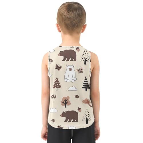 J JOYSAY Forest Bear Butterfly Boys Tank Top Sleeveless Muscle Shirts Quick Dry Workout Sport Active Kids T-Shirts 3-15T3