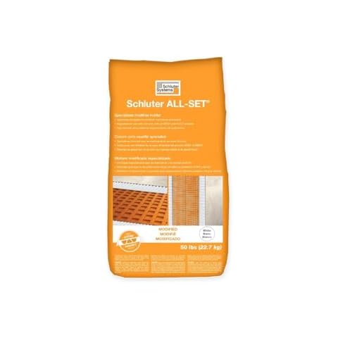 Schluter All-Set Modified Thin-Set Mortar - Ideal for Ditra and Kerdi Systems, Suitable for Ceramic, Porcelain, Stone Tile, Interior and Exterior Use - White, 50 Lbs - SETA50W Cover
