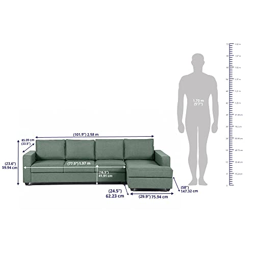 Image of Wakefit Sofa Set | 3 Year Warranty | Sofa 3 Seater, 3 Seater Sofa for Living Room, Wooden Sofa Set, 3 Seater + Right Aligned, Sofa for Living Room - Napper(Omega : Green)