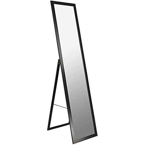 your-homestyle Standspiegel Emelia 40 x 160 cm Holzrahmen Ganzkörperspiegel Mirror (schwarz) Cover