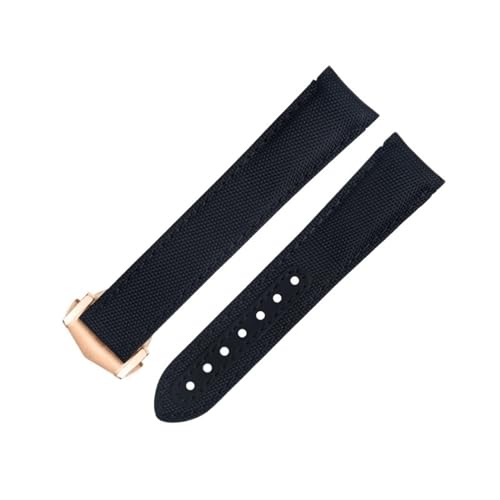 Bracelet montre noir 20mm nylon et cuir pour habiller votre Omega AT150 au quotidien