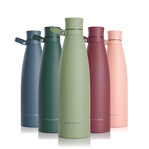 LARS NYSØM Botella de Acero Inoxidable de 1000ml | Botella aislada 1l sin BPA | Botella de Agua 1 litro a Prueba de Fugas para Deportes, Bicicleta, Perro, bebé, niños Cover