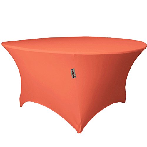 LA Linen Round Spandex Tablecloth 48" x 30" High, Coral