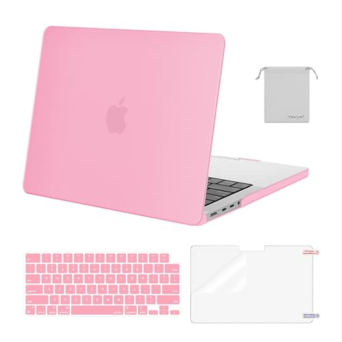 Image of MOSISO Compatible with MacBook Pro 14 inch Case 2025 2024 2023 2022 2021 M5 M4 M3 M2 M1 A3434 A3112 A3185 A3401 A2918 A2992 A2779 A2442, Hard Shell&Keyboard Cover&Screen Film&Pouch,Pink