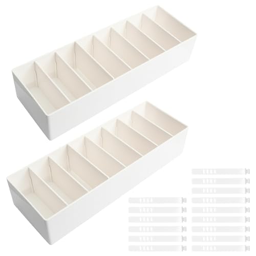 Hoxfly Scatola Porta Cavi, 2 Pezzi Organizer Cavi Plastica con Scomparti Regolabili, Scatole Portaoggetti Rettangolari, Box Portacavi con Fascette per Ufficio, Casa, Bagno (Bianco, 26 × 9 × 5.7 cm)