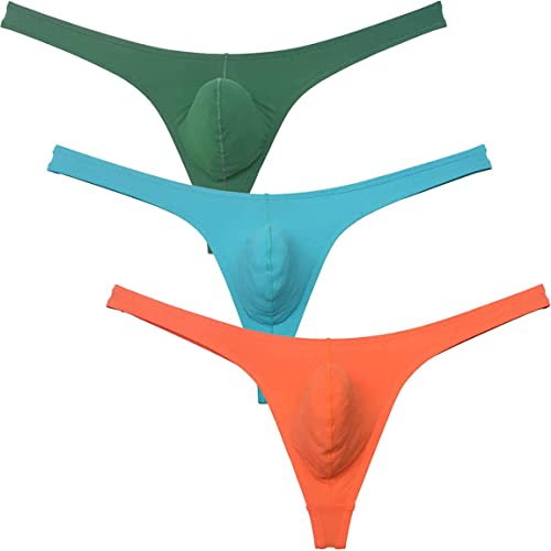Orocojuco Men's Sports Thong Bulge Pouch Tangs Underwear Low Rise Stretchy T-Back Hipster G-String 3-Pack(Sqc) Xl #TOP26