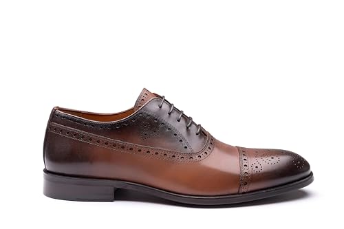 Image of X6426 Brown Leather Oxford Shoes for Men - Premium Handmade Full-Grain Leather, Non-Slip Sole, Luxury Comfort & Timeless Classic Design