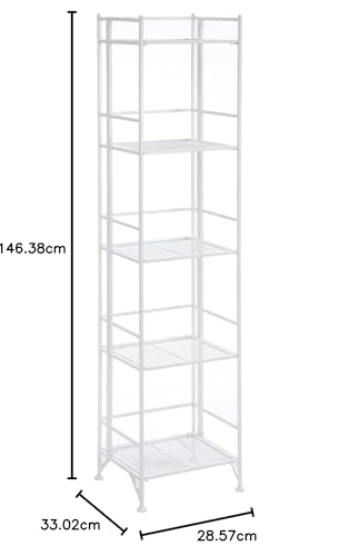 Image of Convenience Concepts Xtra Storage Shelves - 5-Tier Folding Metal Storage Shelves, Closet Organizer for Office, Laundry Room, Bedroom, Garage, Kitchen, Bathroom, White