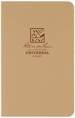 Rite in the Rain Weerbestendige Soft Cover Notebook, 4.6 "x 7.2", Tan Cover, universeel patroon (nr. 974T)