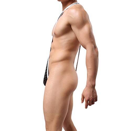 Musclemate Hot Men's Flirting Leotard, Men's Bodysuit, Hot Men's Wrestling Singlet Bodysuit, Fun For Flirting. (L, Black) #TOP4