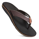 AEROTHOTIC Flip Flops Arch Support Womens – Slip On Recovery Plantar Fasciitis Relief Orthotic Slippers – Lightweight Thong Cushioning Sandals Women – Indoor Outdoor Footwear (Solace Brown, Size 10)