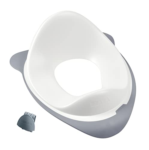 BEABA Potty Training Seat, Easy to Position and Anti-Slip, Hygienic Design with Splash Guard, Potty Training Toilet Seat, Includes Mountable Hook, (White)