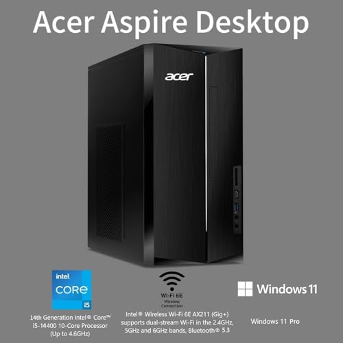 acer Aspire Business Desktop | 14th Gen Intel Core i5-14400 Processor | 16GB DDR5 RAM, 1TB Storage(512GB SSD & 500GB HDD) | WiFi6+Bluetooth5.1 | Keyboard+Mouse | Windows 11 Pro - Image 3