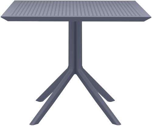 CLP Tisch Sky 80 x 80 cm I Gartentisch wetterfest und UV-beständig I Eckiger Balkontisch aus langlebigem Polypropylen, Farbe:dunkelgrau