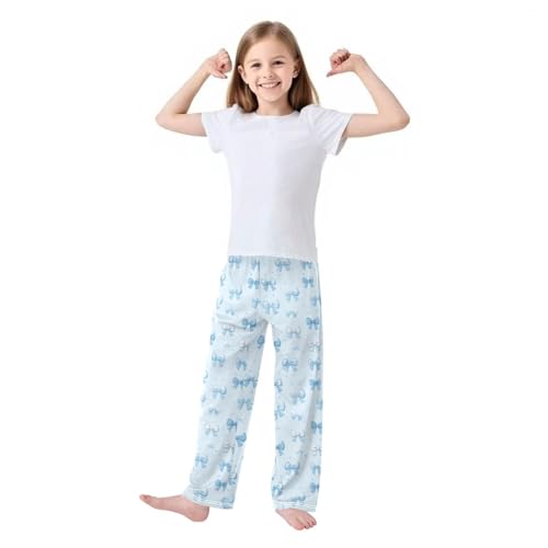 Pajama Bottoms, Blue Bows Pajamas Pant Sleep Long Pants Lounge Wear Sleepwear Soft Pjs2