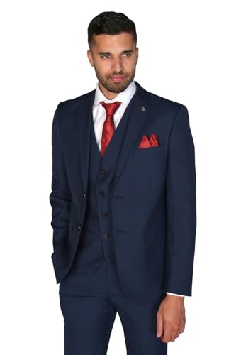 Costume Homme de Qualité Supérieure 3 Pièces Bleu Marine Coupe Sur Mesure
