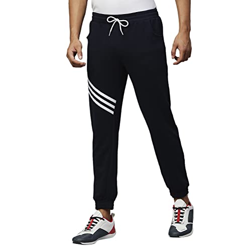 Image of Hubberholme Men's Cotton Blend Slim Fit All Season Wear Track Pants (Slant 3 Stripes Design)