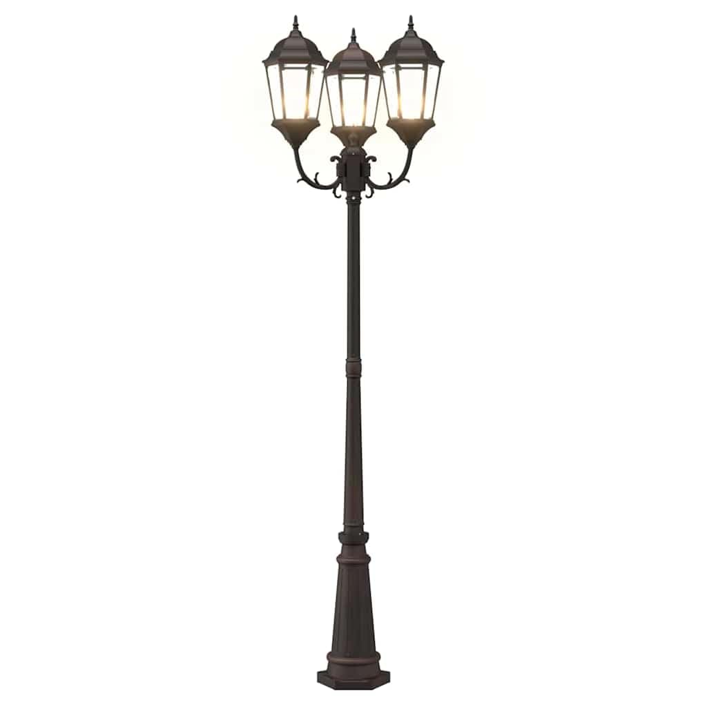 vidaXL Luce da Giardino Bronzo 61 x 53 x 235 cm Alluminio e Vetro, Lampioni in Alluminio per Giardini e terrazzi, luci robuste per vialetti, Decorazioni Outdoor