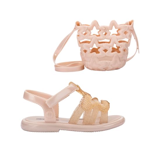 Mini Melissa + Bolsa Infantil Luminosa Bege Metálico Glitter 37866