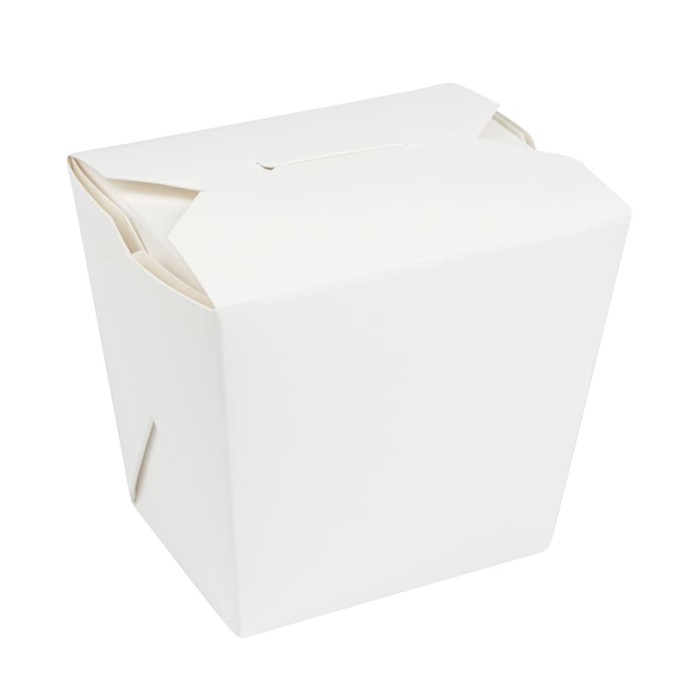 Bio Tek - Recipiente cuadrado de papel blanco para llevar fideos de 16 onzas, 3 1/2 x 3 x 3 1/4 pulgadas, caja de 200 unidades
