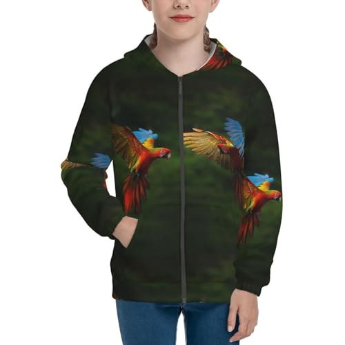 Hybrid Parrot in the Forest Kids Pullover Hoodies Boys Zip Up Sweatshirts Girls Athletic Clothes with Pocket3