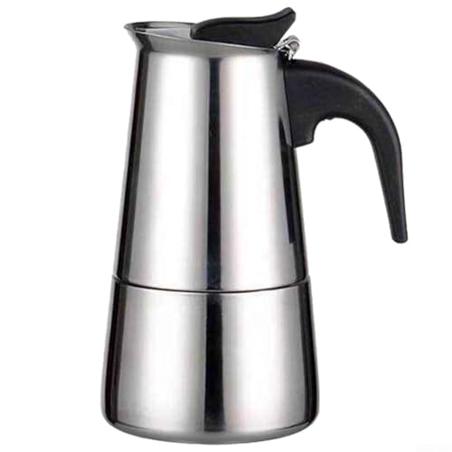 Caffettiera in acciaio inox, 2/4/6/9 tazze, per cucina, casa, ufficio, piano cottura a induzione, compatibile con caffettiera italiana per la preparazione del caffè (100 ml)