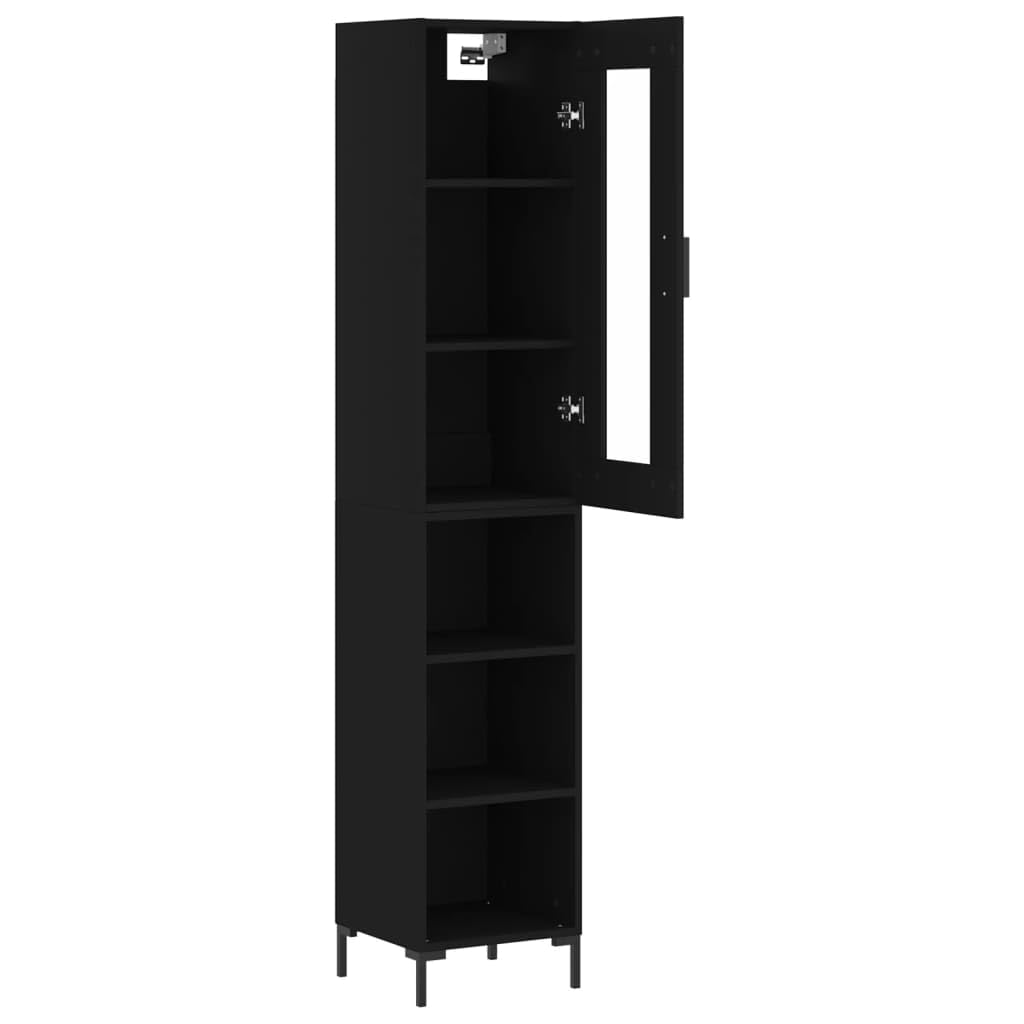 Möbel Wohnaccessoire Highboard Schwarz 34,5x34x180cm Engineered Wood-Furniture
